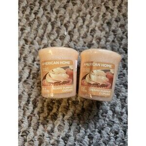2 Americsn Home Yankee Candle Votives  Creamy Pumpkin Cupcake NOS
